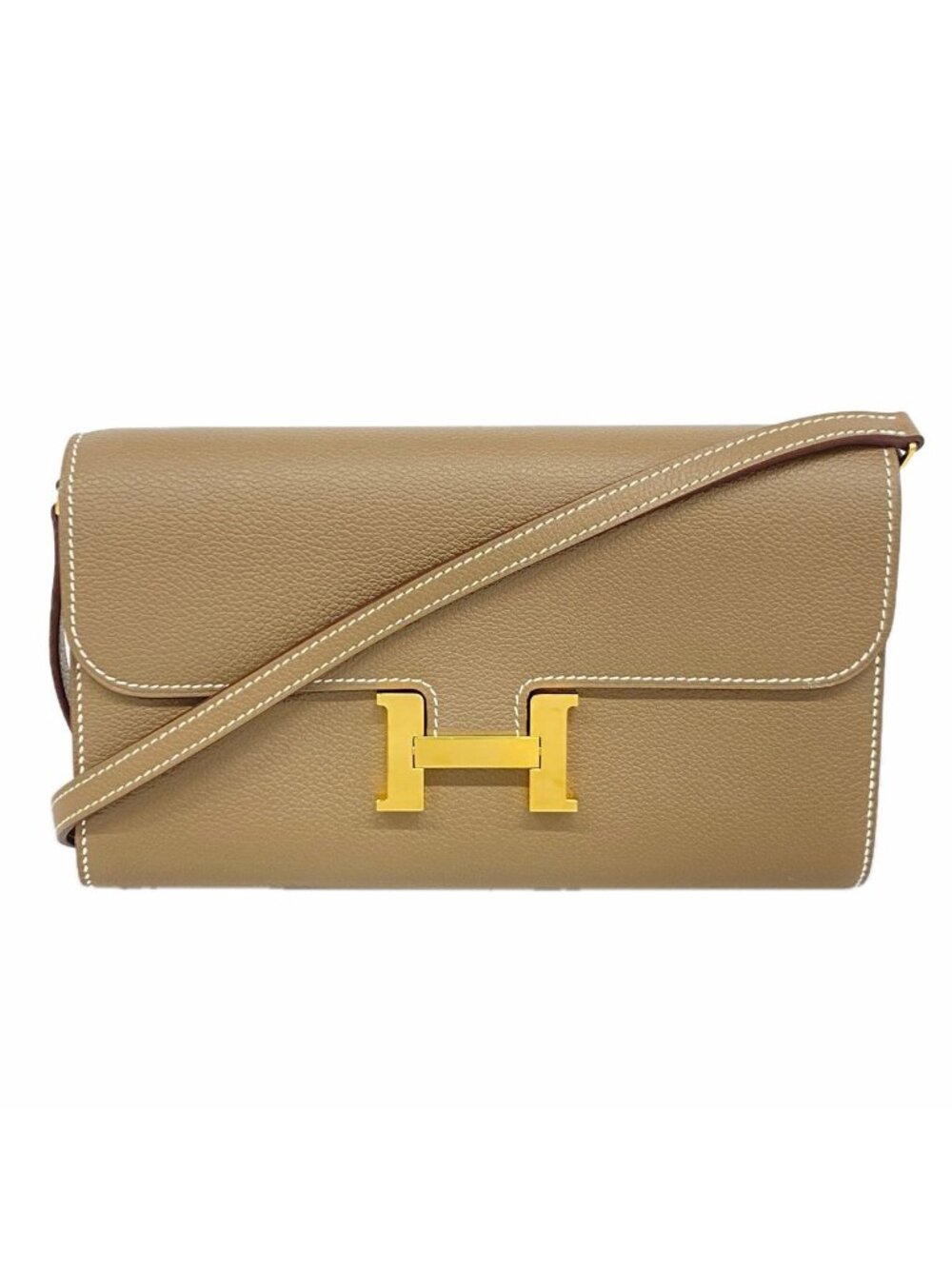 Hermes Wallet on Chain Constance to Go Evercolor Etoupe Gold Shoulder Bag